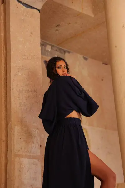 ALANIS SKIRT AND TOP (navy blue)